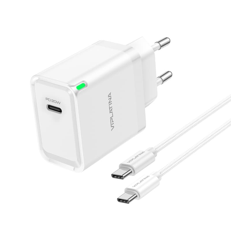 Încărcător Rapid GaN 20W USB-C cu Cablu Inclus – VIPLATINA VC10