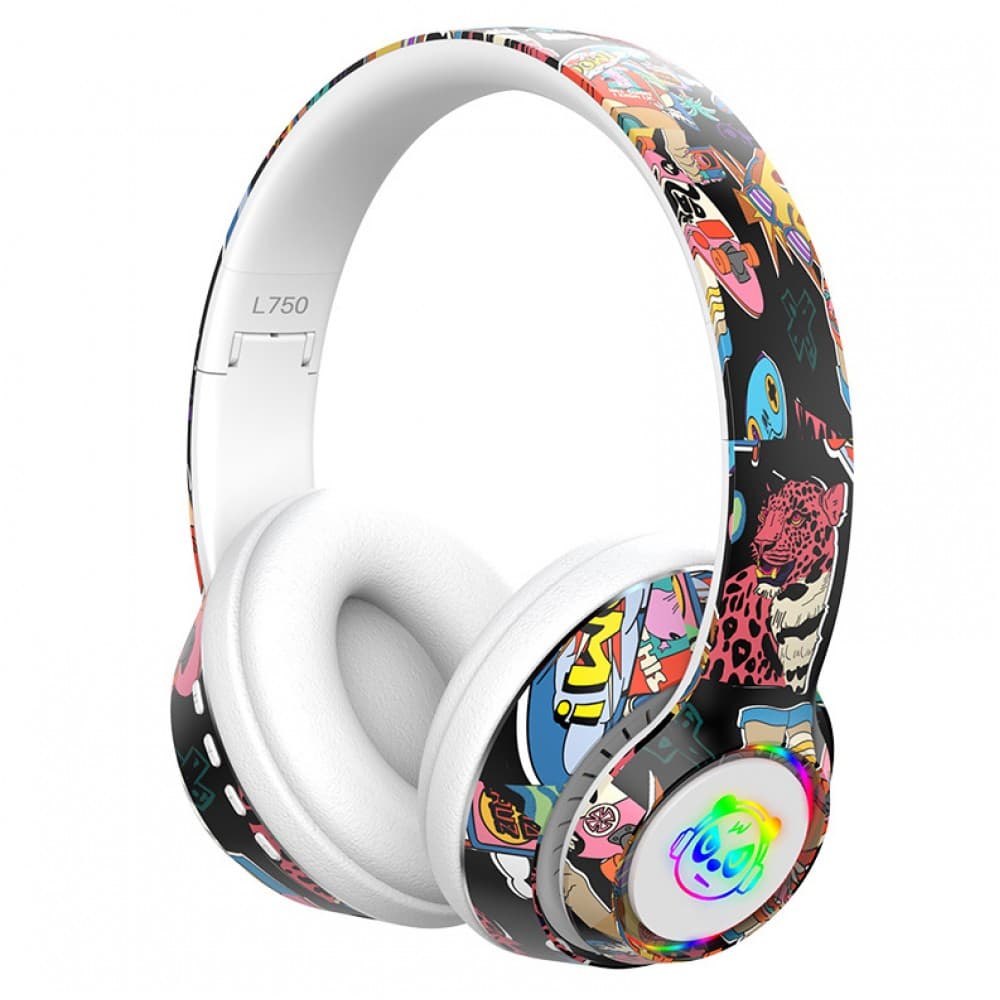 Casti On-Ear cu Bluetooth 5.1 - Neon Graffiti L750 - Alb