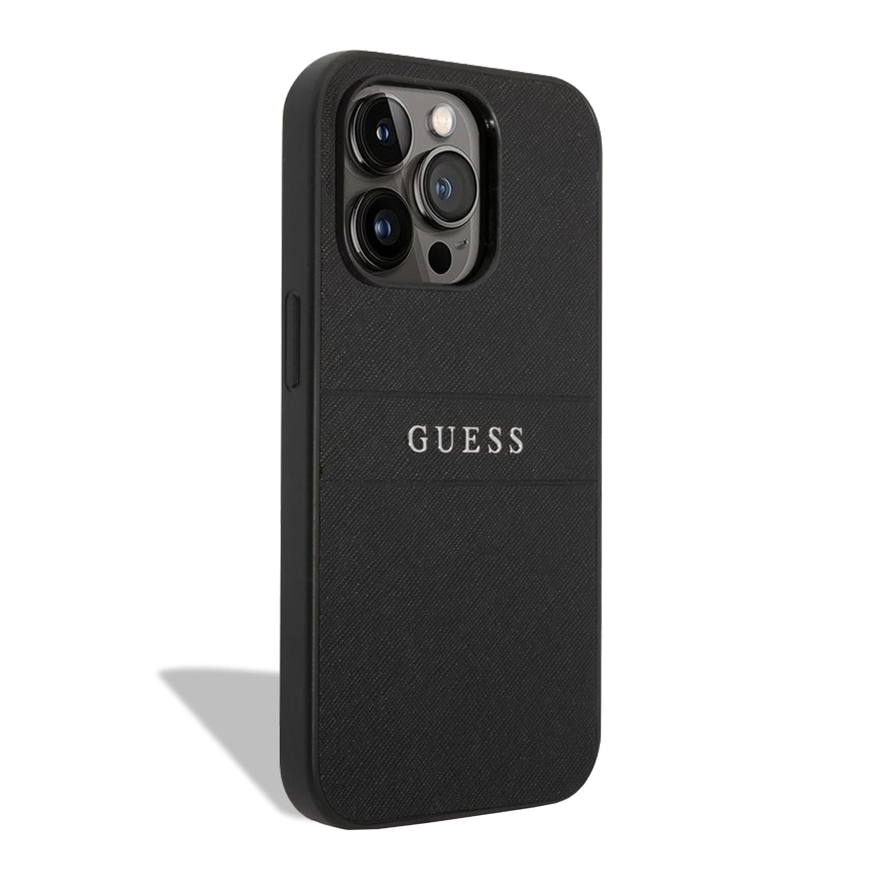 Husa spate pentru iPhone 14 Pro Max  - Guess Leather Saffiano Negru