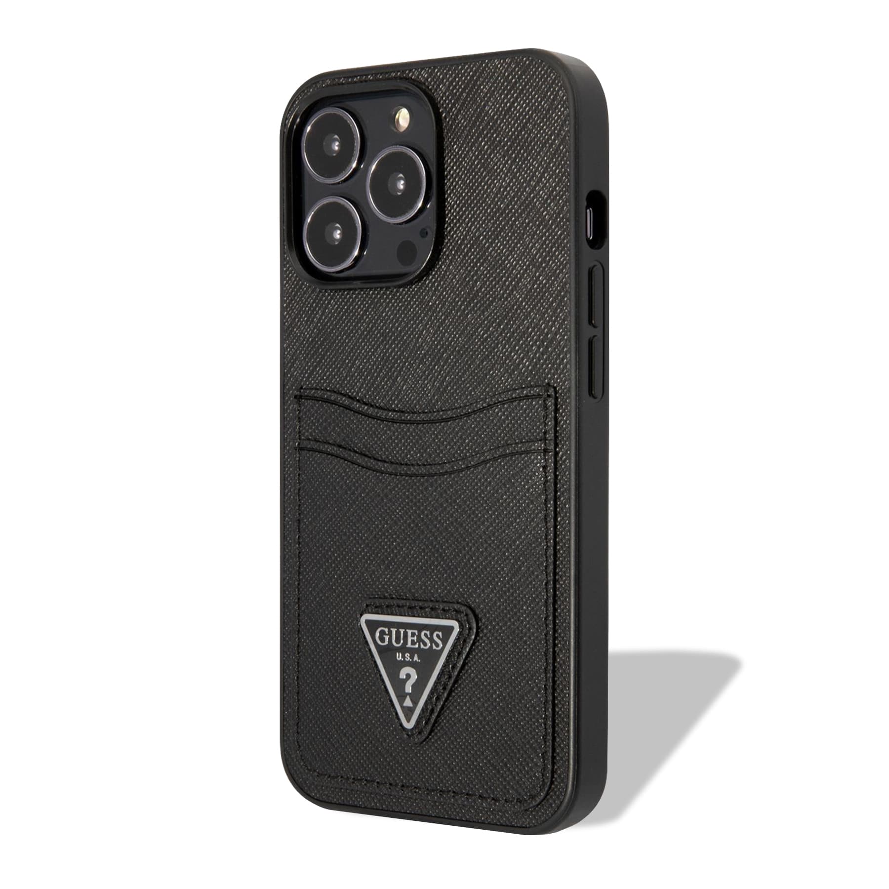 Husa spate pentru iPhone 13 Pro Max - Guess Saffiano Double Card Negru