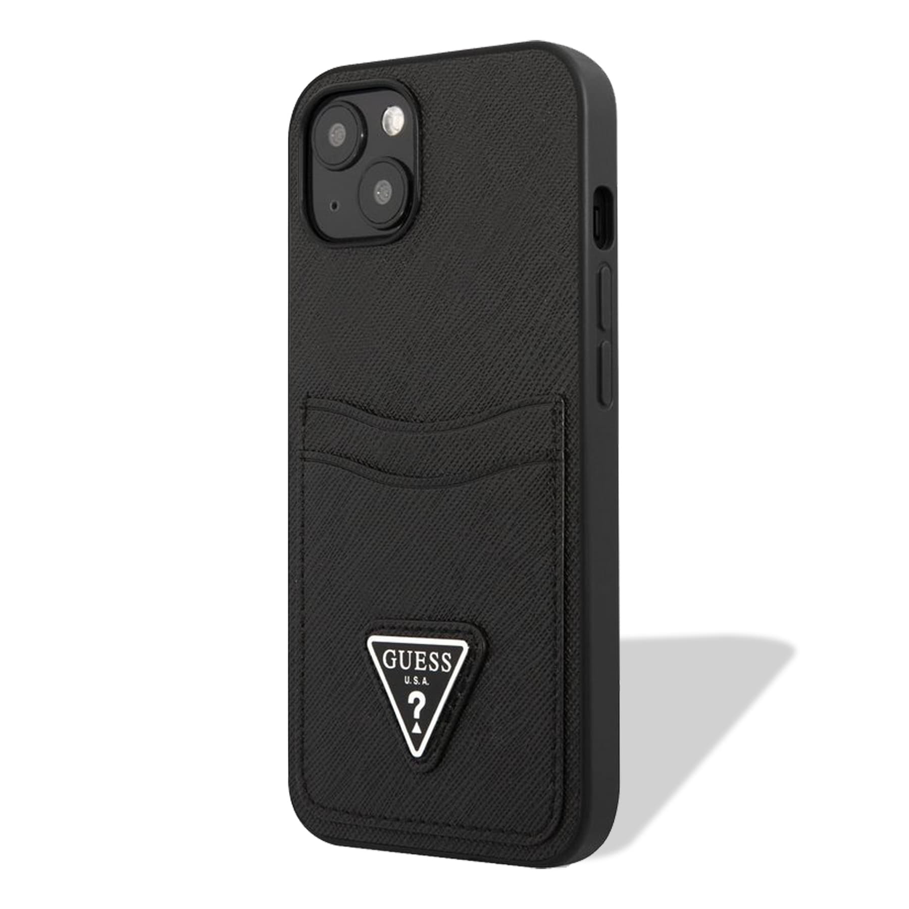 Husa spate pentru iPhone 13 - Guess Saffiano Double Card Negru