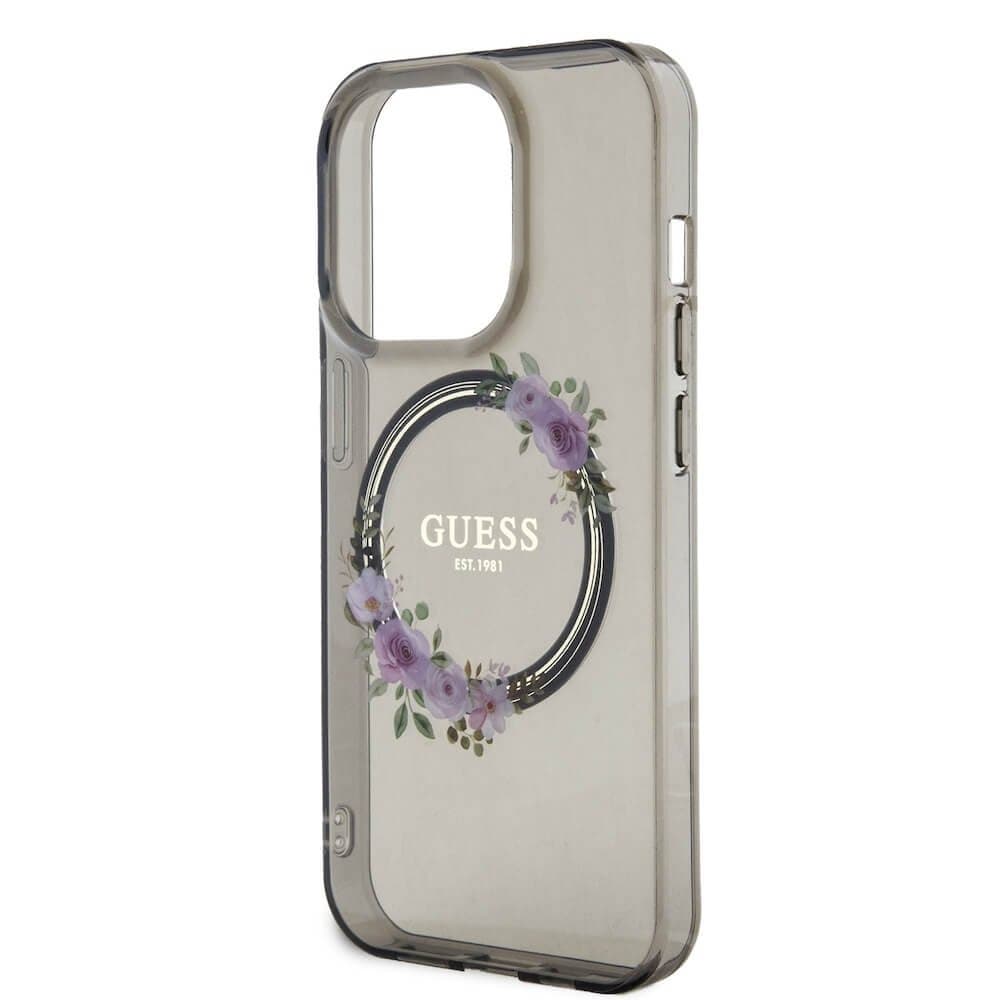 Husa spate pentru iPhone 15 Pro Max - Guess Flower Negru 