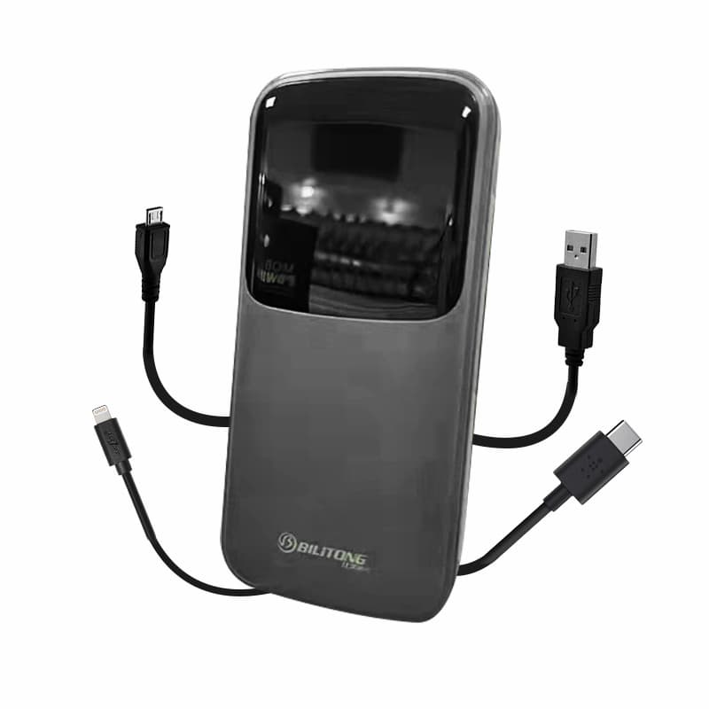 Baterie externa cu cablu Lightning, Type-C, Micro USB, USB - Bilitong R5 12000mAh