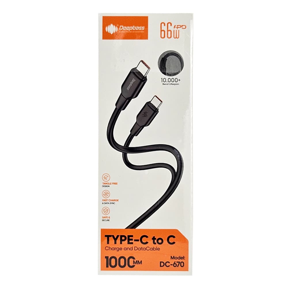 Cablu de date / incarcare rapida Deepbass DC-670 Type-C to Type-C - Negru