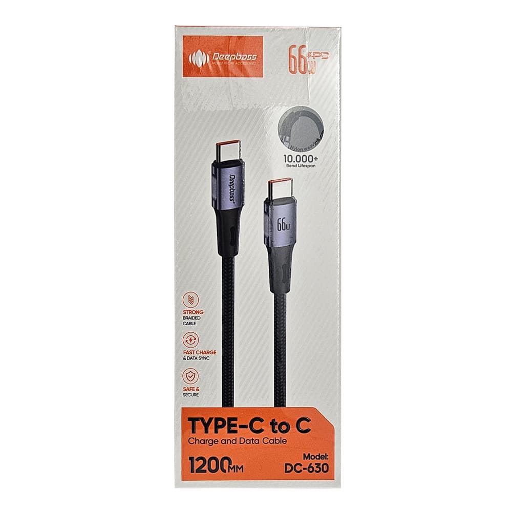 Cablu de date / incarcare rapida Deepbass DC-630 Type-C to Type-C - Negru