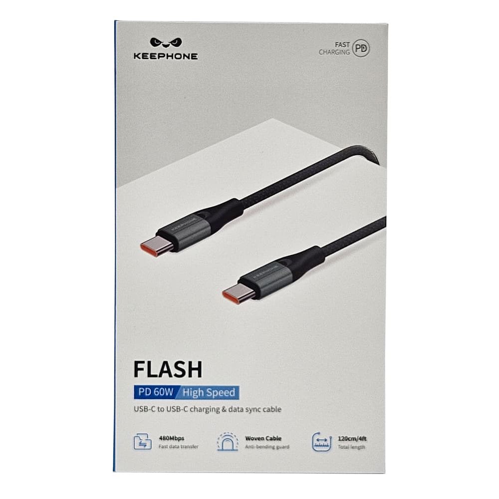 Cablu de date / incarcare rapida Keephone 60W Type-C to Type-C - Negru