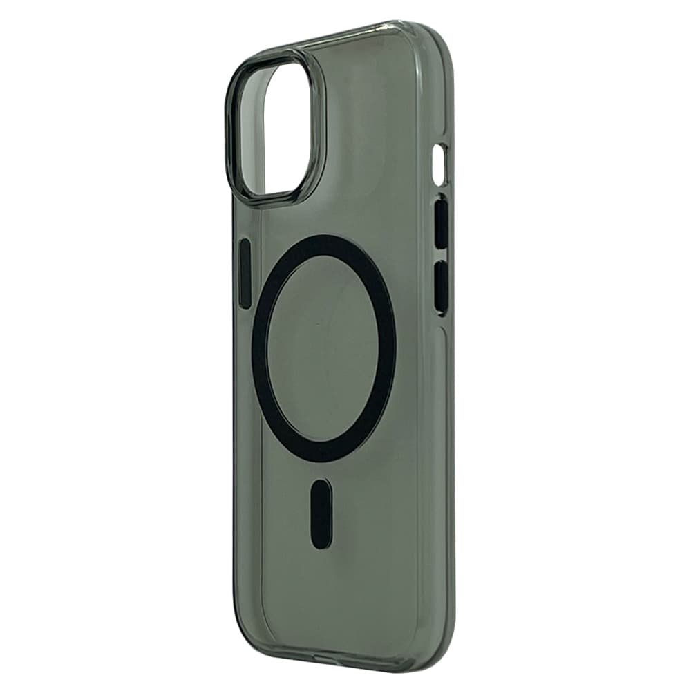 Husa spate Berlia Glaze Magsafe pentru iPhone 15 - Transparent/Negru
