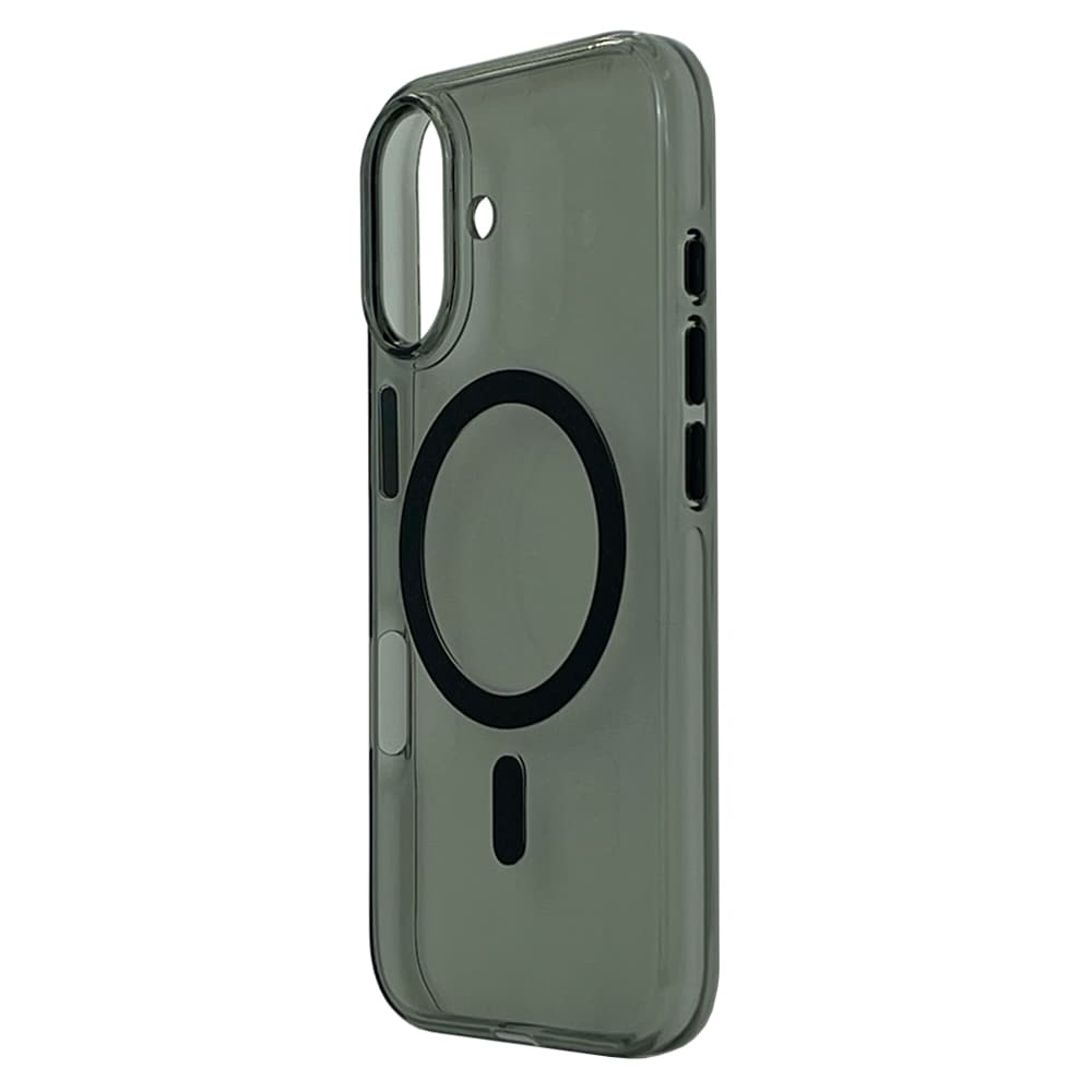 Husa spate Berlia Glaze Magsafe pentru iPhone 16 - Transparent/Negru