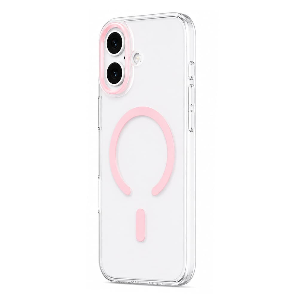 Husa spate pentru iPhone 17 Berlia Sheen Magsafe - Transparent/Roz