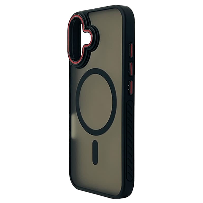Husa spate pentru iPhone 16 Matte Case Magsafe - Semitransparent/Black