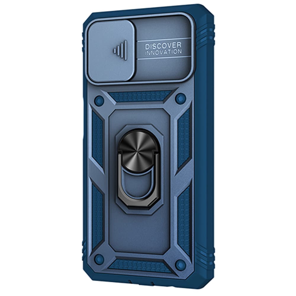 Husa spate pentru Samsung Galaxy A12 - Lens Slide - Albastru
