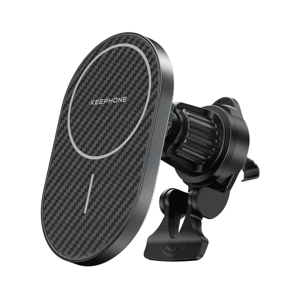 Suport auto magnetic, cu prindere in ventilatie si ventuza pentru parbriz, pentru telefon cu incarcare Wireless - KEEPHONE Kevlar Seanova