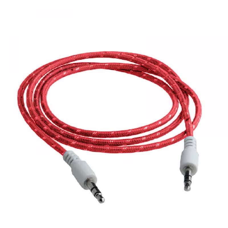 Cablu audio lux snur textil rosu