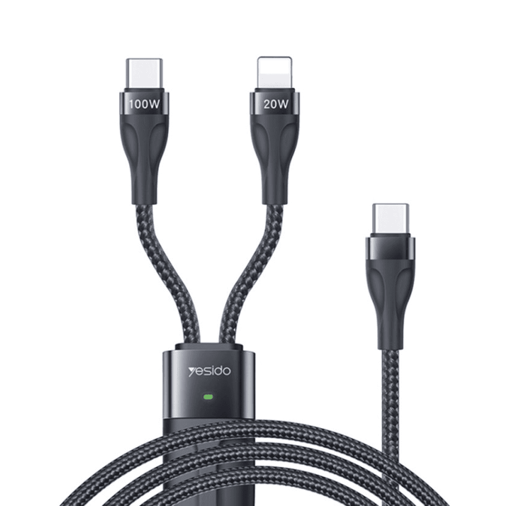 Cablu de date / incarcare rapida, 2in1, Yesido 1.4m Type - C la Type - C, Lightning