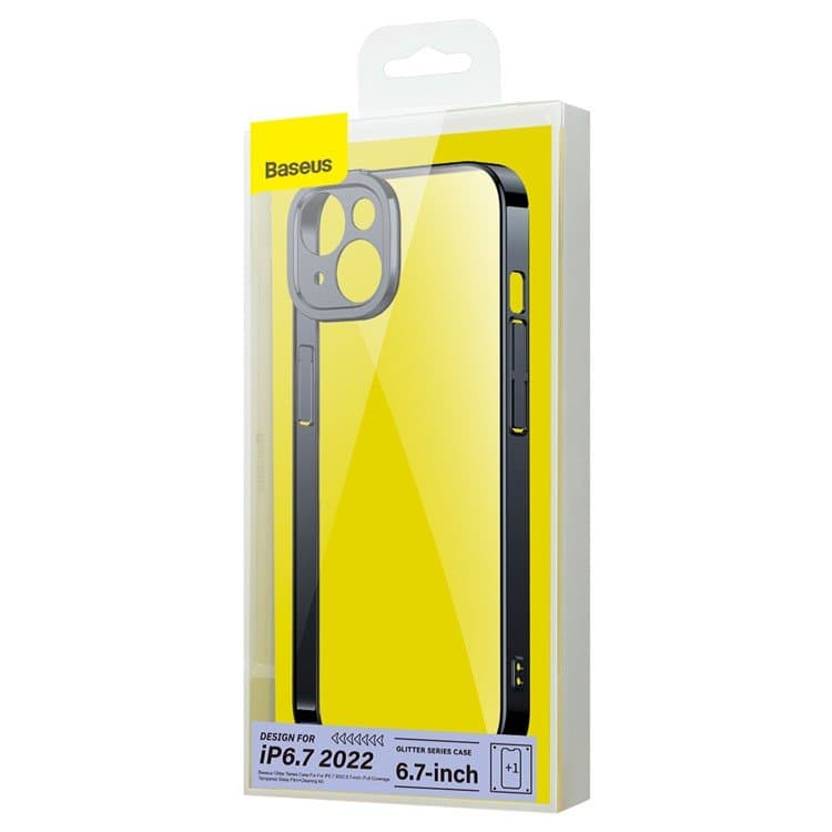 Husa spate pentru iPhone 14 Plus Baseus Glitter plus Folie Protectie - Negru