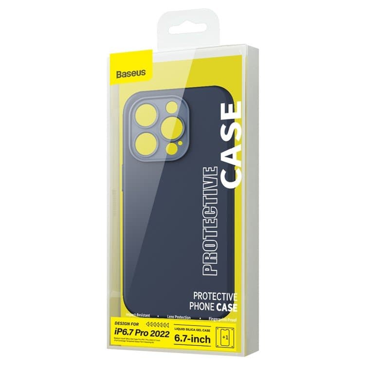 Husa Baseus Liquid Silica Gel plus Folie Protectie pentru iPhone 14 Pro Max - Albastru