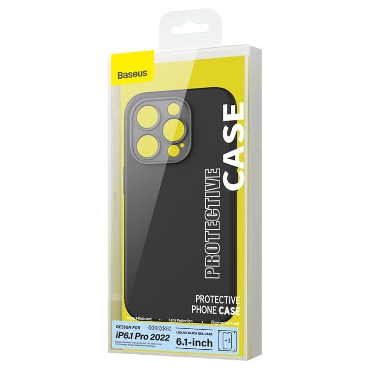 Husa Baseus Liquid Silica Gel plus Folie Protectie pentru iPhone 14 Pro - Negru