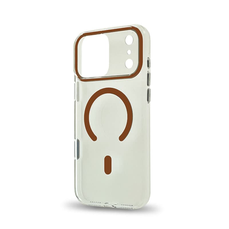 Husa spate pentru iPhone 17 Pro Berlia Sheen Magsafe - Transparent/Portocaliu