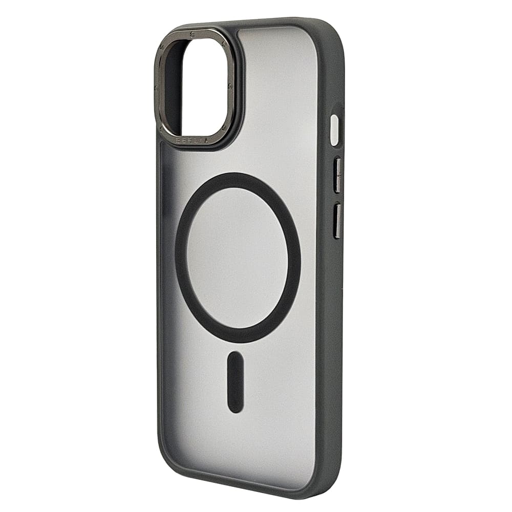 Husa spate pentru iPhone 15 Berlia Matte Magsafe - Semitransparent/Gri