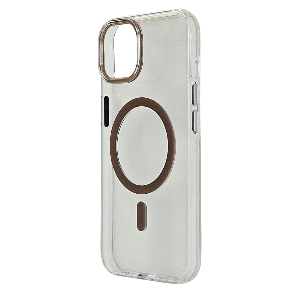 Husa spate pentru iPhone 14 Berlia Sheen Magsafe - Transparent/Maro
