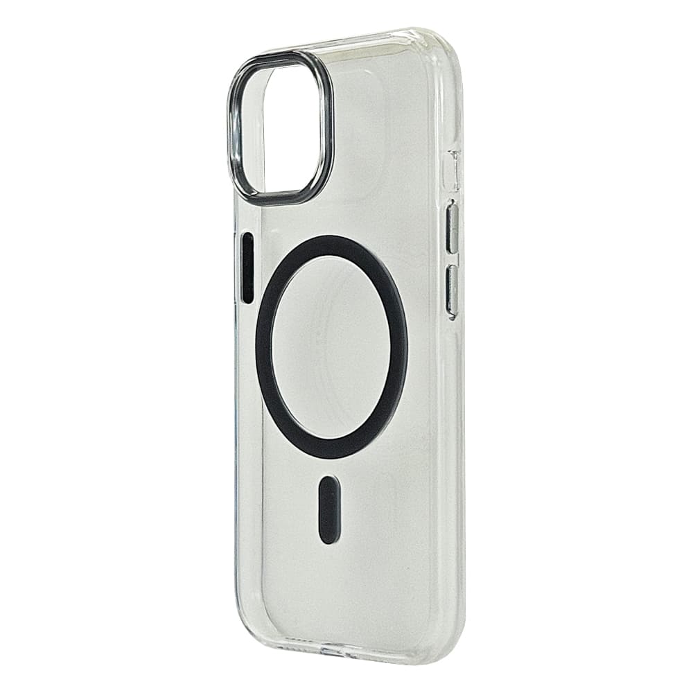 Husa spate pentru iPhone 15 Berlia Sheen Magsafe - Transparent/Gri inchis
