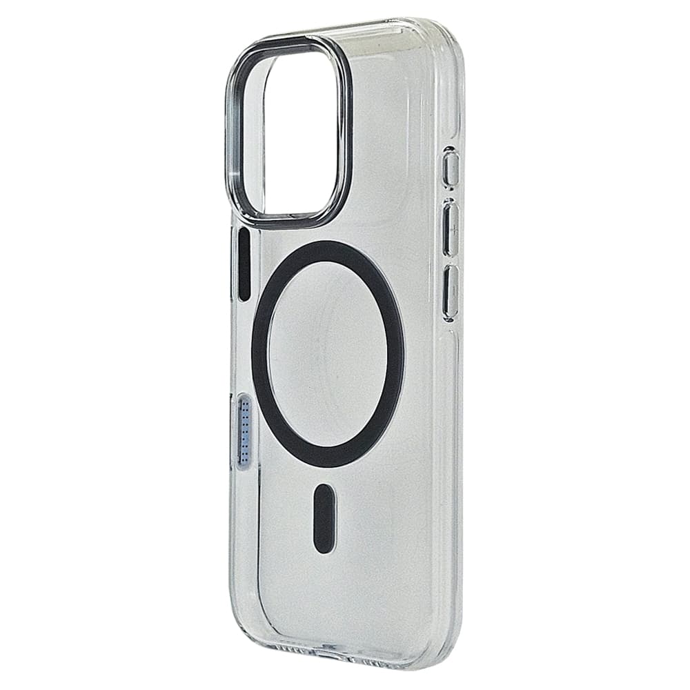 Husa spate pentru iPhone 15 Pro Max Berlia Sheen Magsafe - Transparent/Gri inchis