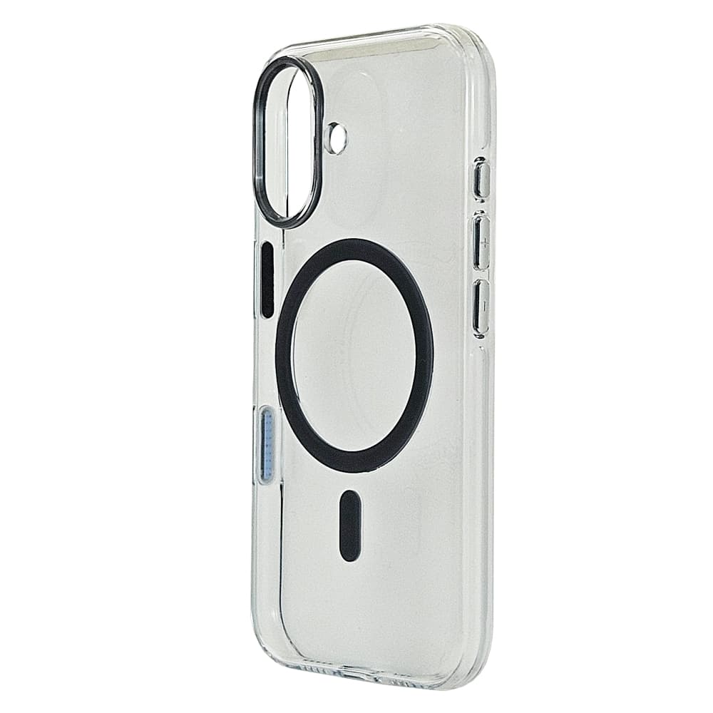 Husa spate pentru iPhone 16 Berlia Sheen Magsafe - Transparent/Gri inchis