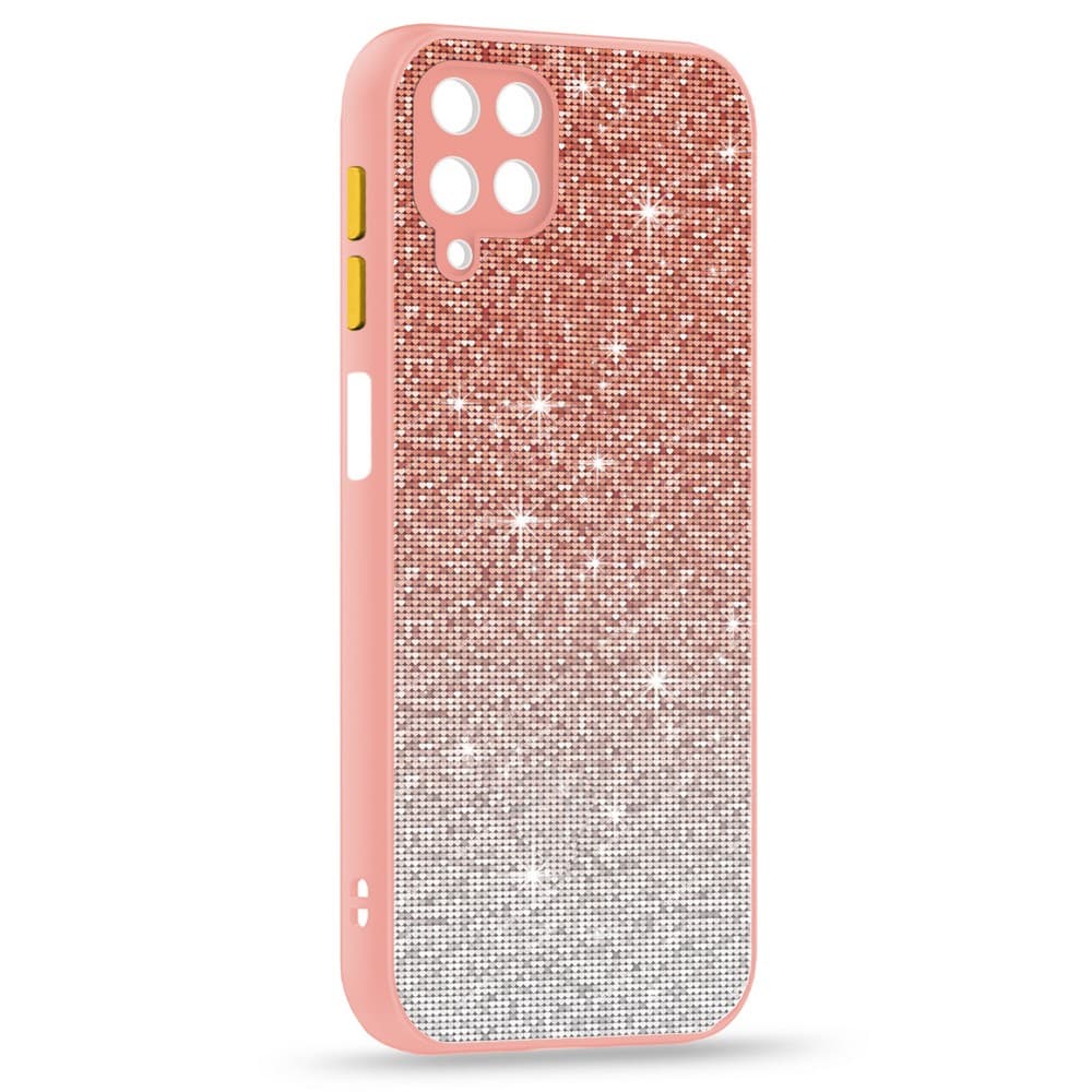 Husa spate pentru Samsung Galaxy A12 - Glam Case Corai / Galben