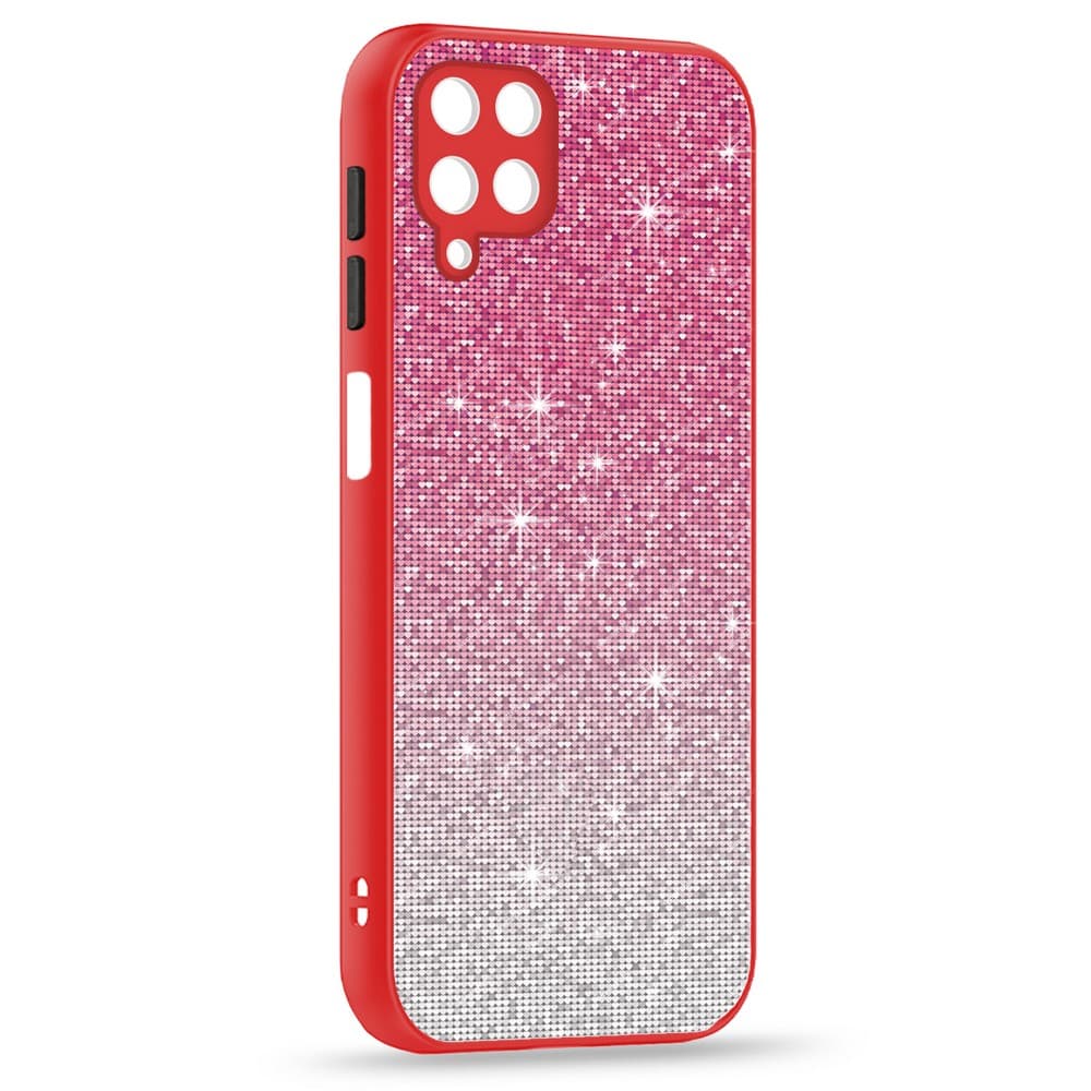 Husa spate pentru Samsung Galaxy A12 - Glam Case Rosu / Negru