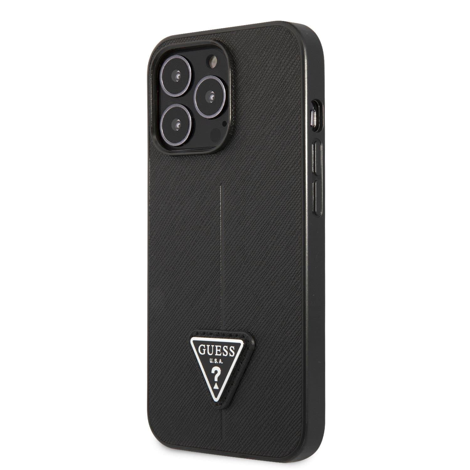 Husa spate pentru iPhone 13 Pro - Guess Saffiano Triangle Negru