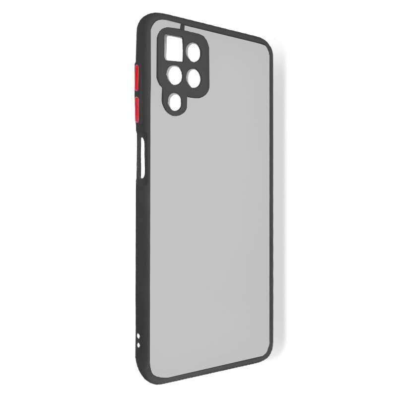 Husa spate pentru Samsung Galaxy A12 - Button Case Negru / Rosu