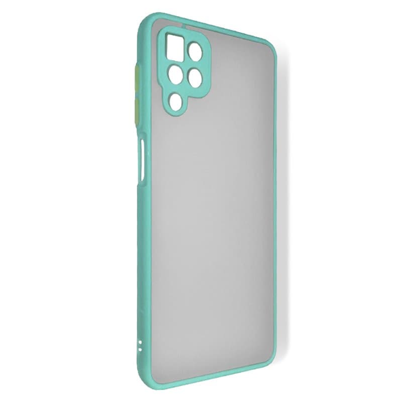 Husa spate pentru Samsung Galaxy A12 - Button Case Turcoaz / Portocaliu