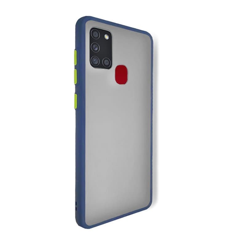 Husa spate pentru Samsung Galaxy A21s - Button Case Albastru / Verde