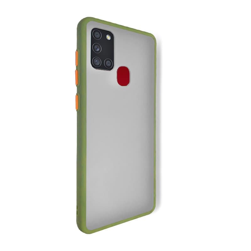Husa spate pentru Samsung Galaxy A21s - Button Case Army / Portocaliu