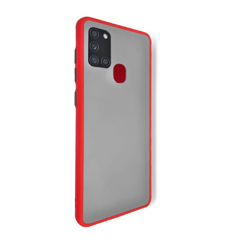 Husa spate pentru Samsung Galaxy A21s - Button Case Rosu / Negru