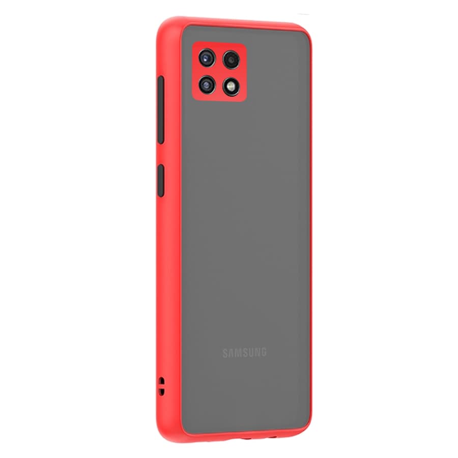 Husa spate pentru Samsung Galaxy A22 5G - Button Case Rosu / Negru