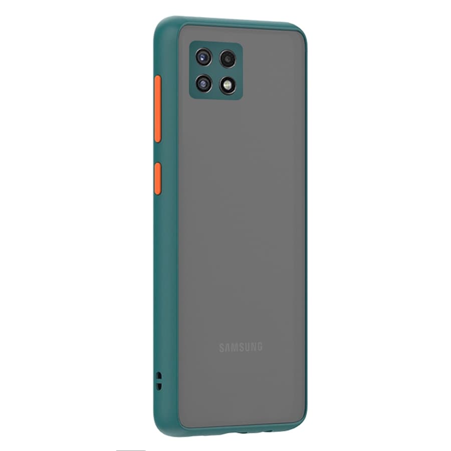 Husa spate pentru Samsung Galaxy A22 5G - Button Case Turcoaz / Portocaliu