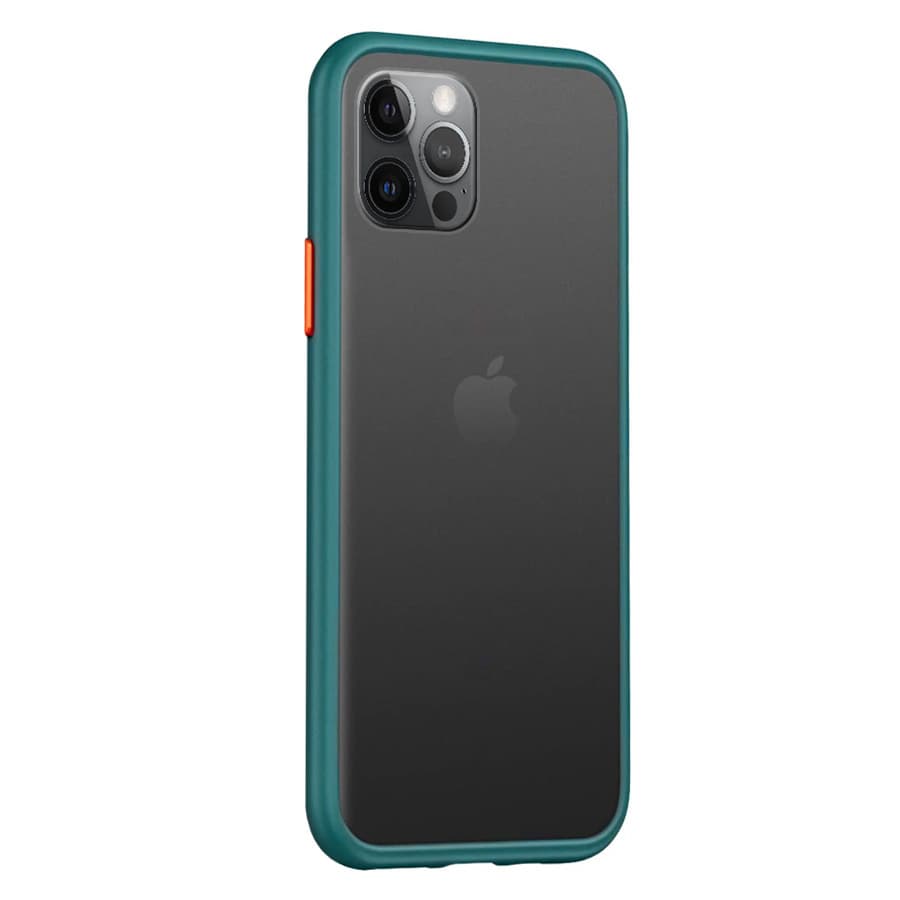 Husa spate pentru iPhone 12 Pro Max - Button Case Turcoaz / Portocaliu