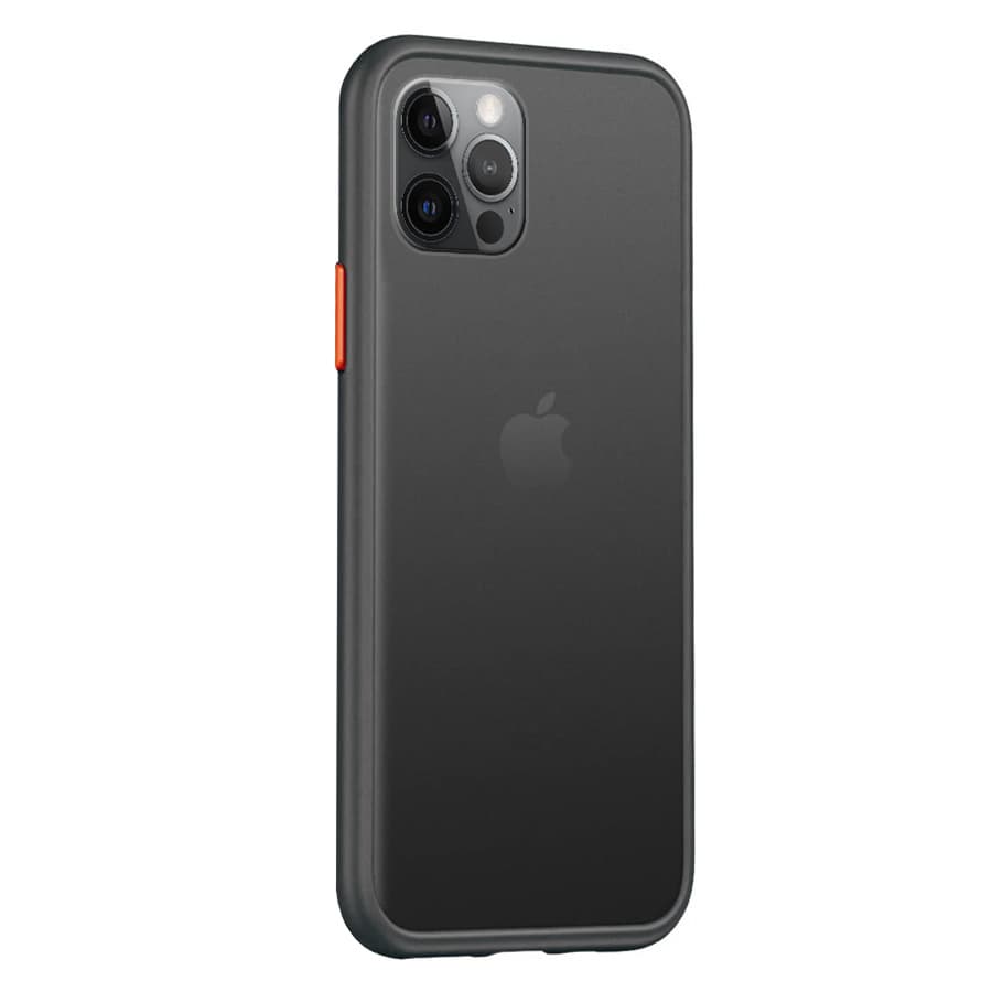 Husa spate pentru iPhone 12 - Button Case Negru / Rosu