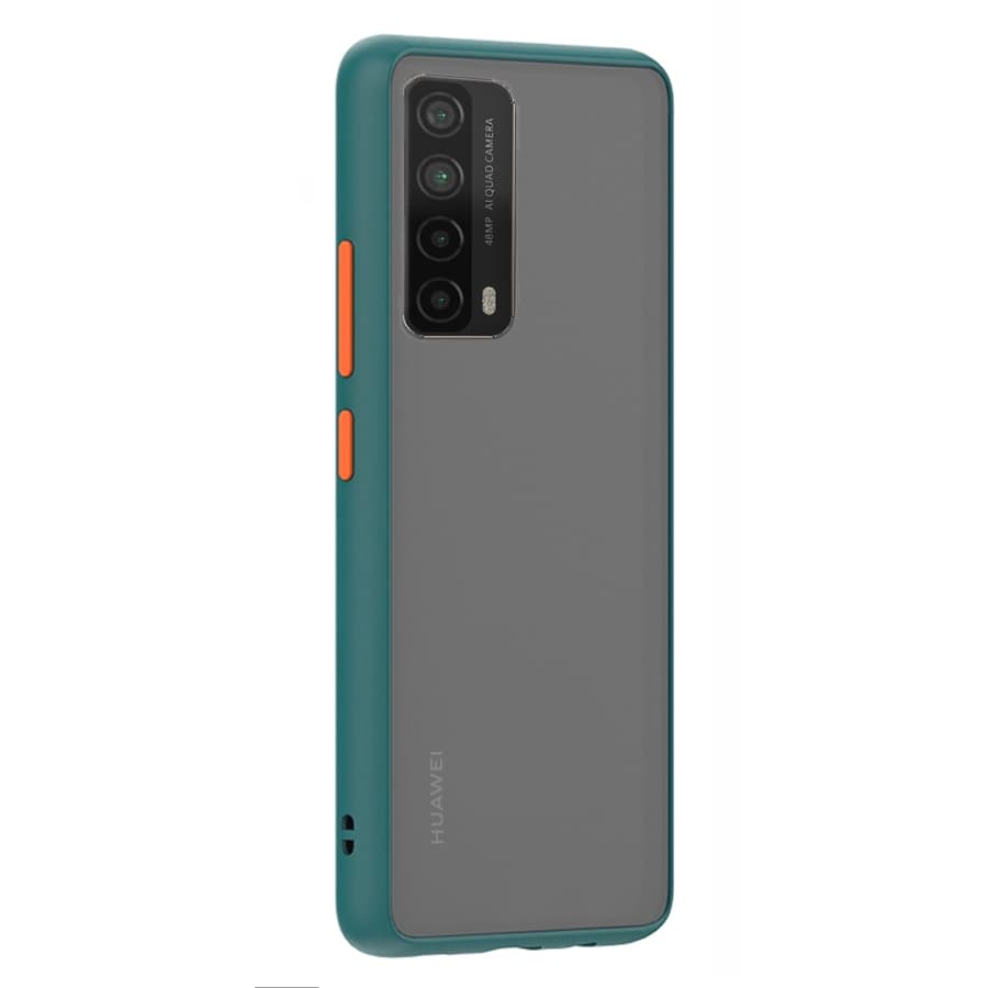 Husa spate pentru Huawei P Smart 2021 - Button Case Verde Crud / Portocaliu