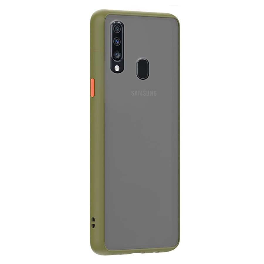 Husa spate pentru Samsung Galaxy A20s - Button Case Army / Portocaliu