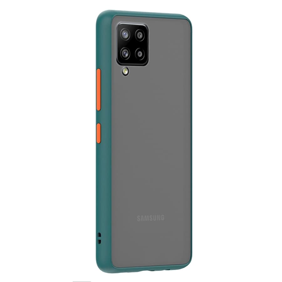 Husa spate pentru Samsung Galaxy A42 5G - Button Case Verde Crud / Portocaliu