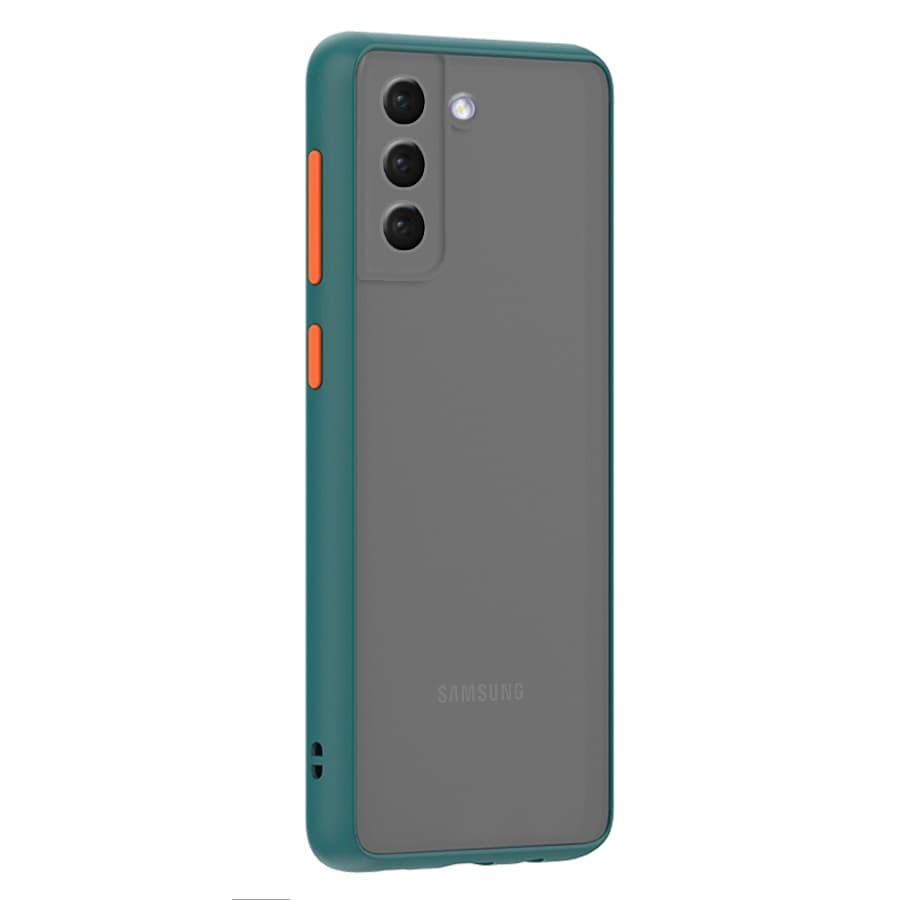 Husa spate pentru Samsung Galaxy S21 - Button Case Turcoaz / Portocaliu