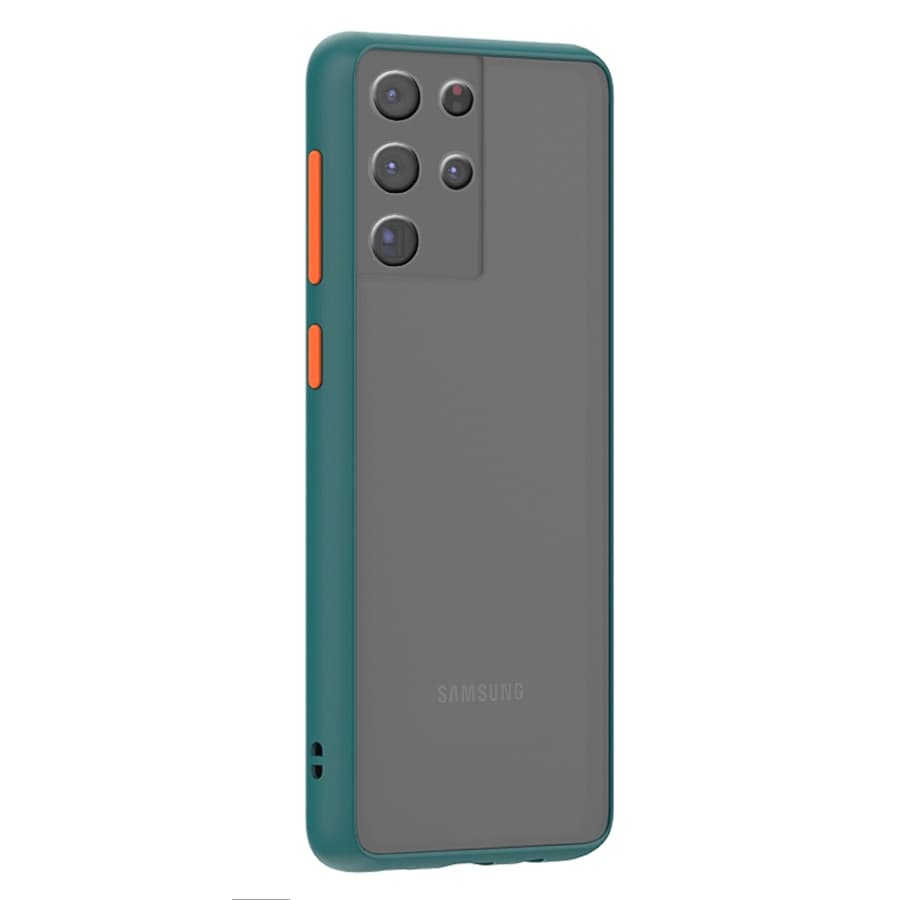 Husa spate pentru Samsung Galaxy S21 Ultra - Button Case Turcoaz / Portocaliu