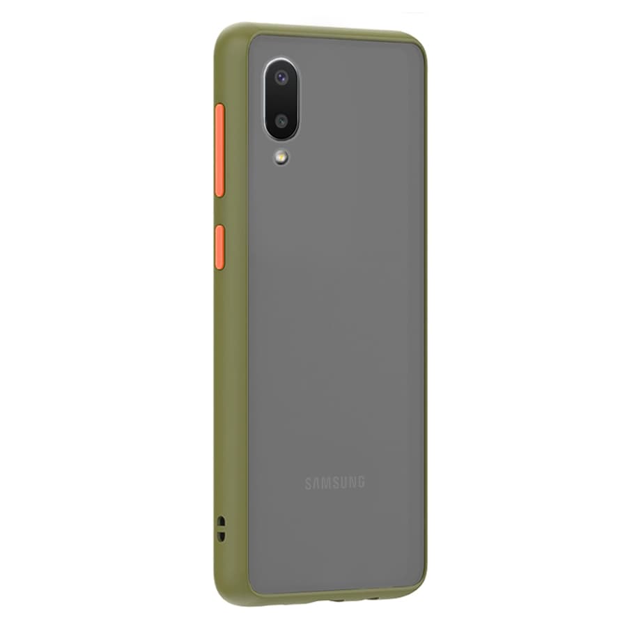 Husa spate pentru Samsung Galaxy A02 - Button Case Army / Portocaliu