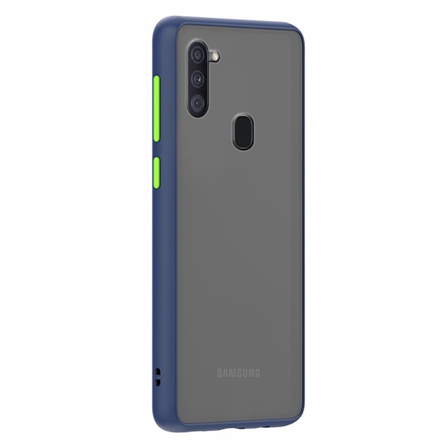 Husa spate pentru Samsung Galaxy A11 - Button Case Albastru / Verde