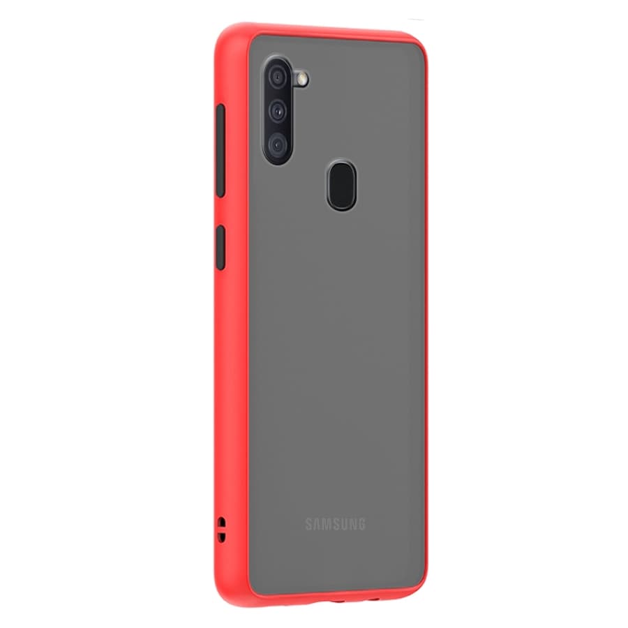 Husa spate pentru Samsung Galaxy A11 - Button Case Rosu / Negru