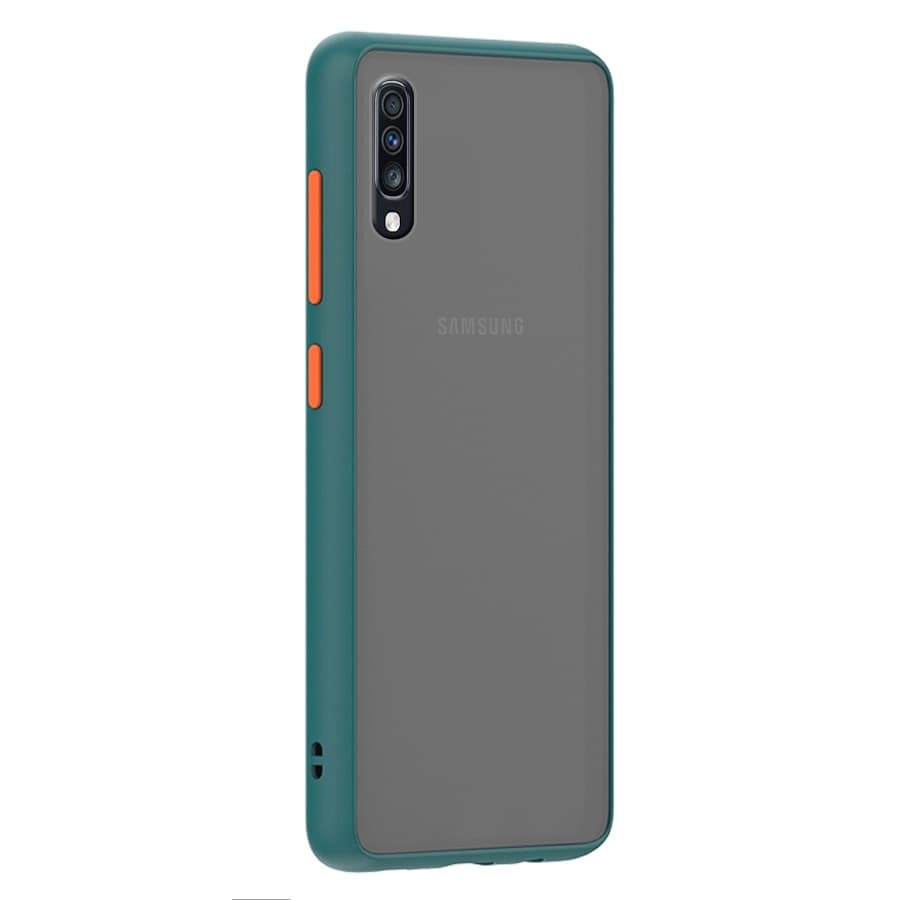 Husa spate pentru Samsung Galaxy A30s - Button Case Turcoaz / Portocaliu