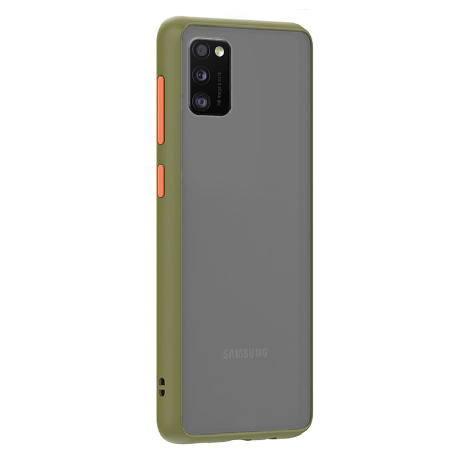 Husa spate pentru Samsung Galaxy A41 - Button Case Army / Portocaliu