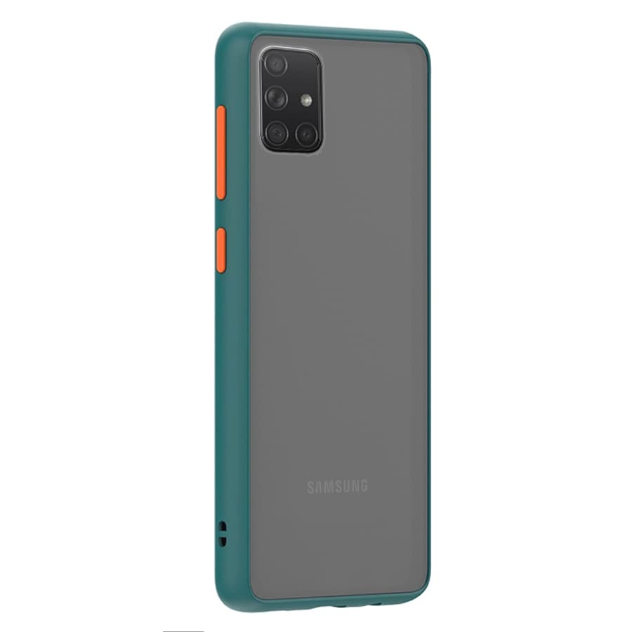 Husa spate pentru Samsung Galaxy M51 - Button Case Turcoaz / Portocaliu